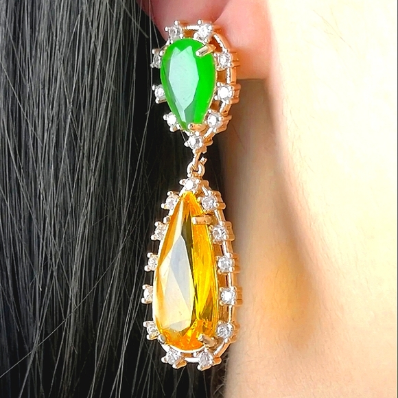 Summer "Sunflower 🌻 Dew" Evening Drop Earrings - Picture 3 of 3